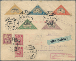 Estland: 1925, Registered Airmail Letter To KLAIPEDA, Bearing Complete Perforated Set Of 1925 Airmai - Estonia