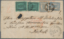 Finnland: 1871, Two Items 8 P Black On Greenish Paper And Two Items 20 P Blue On Folded Letter From - Lettres & Documents