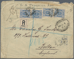 Finnland: 1889, Registered Letter Franked With Two Vertical Pairs Of The 25 P. Arms Stamp From ABO V - Brieven En Documenten