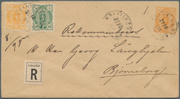 Finnland: 1890 GSU 20 P. Mit Zus.-Frank. 5 + 20 P. Als R.-Brief Von "KRISTINESTAD" Nach Bjorneborg, - Brieven En Documenten