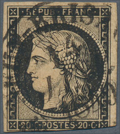 Frankreich: 1849, 20c. Black On Yellow, Fresh Colour, Cut Into At Base Otherwise Full Margins, Creas - Lettres & Documents