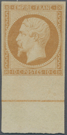 Frankreich: 1853/60. 10 C Bistre "Empire Franc", Unused Without Gum, With Lower Sheet Margin. Signed - Brieven En Documenten