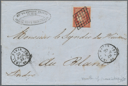 Frankreich: 1849, 1 Fr Vermilion In Very Deep And Beautiful Color, Below Slightly Touched, Otherwise - Lettres & Documents