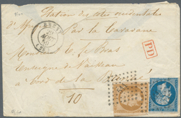 Frankreich: 1853/1859:10 C Brown And 20 C Blue, Tied By Dotted Numeral 511, On Letter From BREST 29 - Covers & Documents