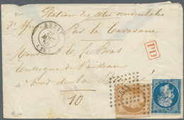 Frankreich: 1853/1859:10 C Brown And 20 C Blue, Tied By Dotted Numeral 511, On Letter From BREST 29 - Briefe U. Dokumente