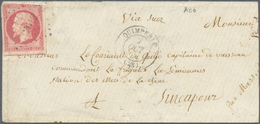 Frankreich: 1853/1862. 80 C Carmine, Cut In At Top, Single Franking Tied By Dotted Numeral 3612, QUI - Brieven En Documenten