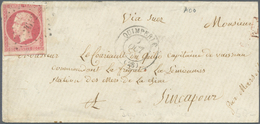 Frankreich: 1853/1862. 80 C Carmine, Cut In At Top, Single Franking Tied By Dotted Numeral 3612, QUI - Covers & Documents