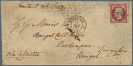Frankreich: 1857, 80c. Carmine "Empire Nd", Strongly Cut Into At Two Sides And Part Of Adjoining Sta - Covers & Documents