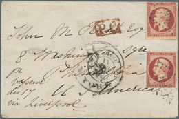 Frankreich: 1853, Napoléon 80c. Carmine, Two Copies Touched To Huge Margins, Paying The 1.60fr. Rate - Lettres & Documents