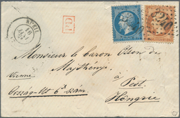 Frankreich: 1862/1864: 20 C Blue And 40 C Brown, Tied By Dotted Numeral 3240 To Small Letter From RU - Lettres & Documents