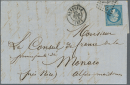 Frankreich: 1862, 20 C Blue, Single Franking Tied By Dotted Numeral, Cds GRENOBLE 26 AVRIL 64 Alongs - Lettres & Documents