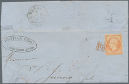 Frankreich: 1865, 40c. Orange "Empire Dt" (slight Oxidation) On Large Fragment Of Cover, Solely Obli - Lettres & Documents