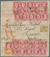 Frankreich: 1862, Large Piece Of An Registered Envelope With Very High Franking Of 25,30 Franc Repre - Lettres & Documents