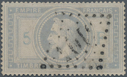 Frankreich: 1869, Napoleon 5 Fr. Grey Stamp Fresh And Well Perforated, Used, Signed Brun, (Mi€1.000, - Lettres & Documents
