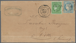 Frankreich: 1871, 5 C Yellow Green On Greenish, Report 2, Type II, "LARGE RETOUCH" Plate Variety, To - Covers & Documents
