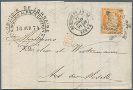 Frankreich: 1870, 40 C Orange With Retouched "4" Cancelled With Star-stamp On Complete Folded Letter - Lettres & Documents
