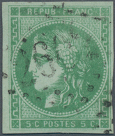 Frankreich: 1870, Bordeaux Issue, 5 C. Emerald Green, Color-fresh Value In Typical Shade, Wide-margi - Covers & Documents