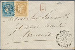 Frankreich: 1871. 20 C Blue, Type III And 10 C Brown, Bordeaux Emission, Canceled By Dotted Numeral - Covers & Documents