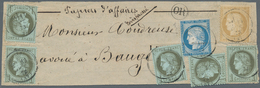 Frankreich: 1871, 5 X 1 C Olive-green On Greenish Blue, 15 C Yellow-brown And 25 C Blue "Ceres", Mix - Covers & Documents