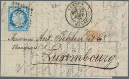 Frankreich: 1870/1872: 20 C Blue "Ceres", Tied By Dotted Numeral 4139, Cds VERDUN 12 AOUT 75 Alongsi - Lettres & Documents