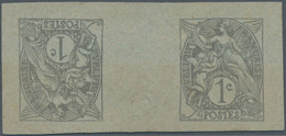 Frankreich: 1900, ALLEGORIE 1 C. Grey TETE BECHE EPREUVE On Ungummed Paper. - Lettres & Documents