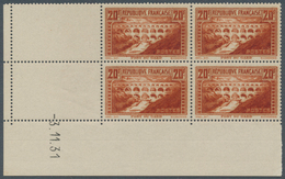 Frankreich: 1931, 20fr. "Pont Du Gard", Perf. 13, Type IIA "riviere Blanche", Marginal Block Of Four - Covers & Documents