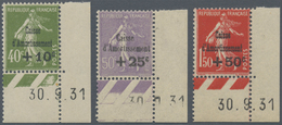 Frankreich: 1931, National Debt Fund, Complete Set From The Lower Right Corner Of The Sheet With Coi - Covers & Documents