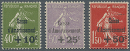 Frankreich: 1931, National Debt Fund, Complete Set Of Three Values In Very Good Centering, Unmounted - Lettres & Documents