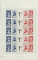 Frankreich: 1943, National Relief Fund (Petain), Imperforate Colour Proof Sheet Of Five Se-tenant St - Lettres & Documents