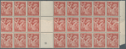 Frankreich: 1944, Iris 1.50fr. Reddish-brown, Gutter Block Of 24 Stamps (partly Separated), Eight St - Covers & Documents