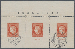 Frankreich: 1949, Block Issue CITEX In Triple Stripe From Upper Margin Of Small Sheet, Two Miniature - Covers & Documents