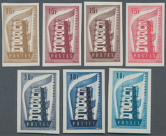 Frankreich: 1956, Europe-CEPT 15 Fr En 4 Différentes Color Proofs Non Dentelées Et 30 Fr En 3 Color - Covers & Documents