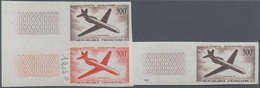 Frankreich: 1957, Airmail Stamp 500 Fr. Caravelle As Color Sample Imperforated In Vertical Pair Or A - Covers & Documents