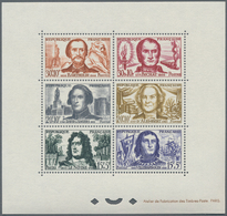 Frankreich: 1959, Famous French Complete Set Of 6 Values Contiguous As Special Block Issue With Impr - Covers & Documents