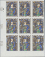 Frankreich: 1964, Ledger Geoffroi IV. 1.00fr. IMPERFORATE Block Of Nine From Lower Left Corner, MNH, - Covers & Documents