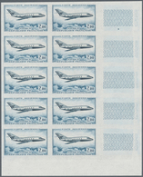 Frankreich: 1965, Airplane ‚Mystere 20‘ 2.00fr. IMPERFORATE Block Of Ten From Lower Right Corner, MN - Covers & Documents