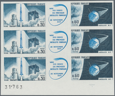 Frankreich: 1965, Start Of First French Satellite Se-tenant Strip Of Three IMPERFORATE Strip Of Thre - Covers & Documents