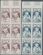 Frankreich: 1965, Red Cross Set Of Two (paintings From Pierre-Auguste Renoir) In IMPERFORATE Blocks - Covers & Documents