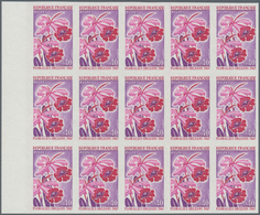 Frankreich: 1967, Flower Show Orleans 0.40fr. ‚Laelia Hybr.‘ IMPERFORATE Block Of 15 From Left Margi - Covers & Documents