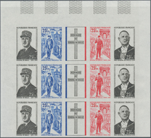 Frankreich: 1971, Death Anniversary Of General De Gaulle IMPERFORATE, Top Marginal Block Comprising - Covers & Documents