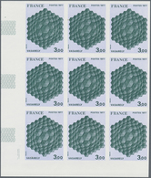 Frankreich: 1977, Painting From Victor Vasarely 3.00fr. IMPERFORATE Block Of Nine From Lower Left Co - Covers & Documents