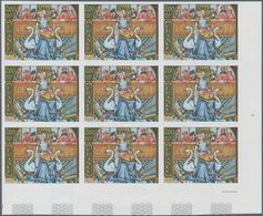 Frankreich: 1979, Miniature 2.00fr. ‚Woman With Swans And Musicans‘ IMPERFORATE Block Of Nine From L - Lettres & Documents