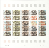 Frankreich: 1981, Stamp Day 1.40 Fr + 0.30 Fr, Sheet With 25 Various Color Samples, Imperforated And - Lettres & Documents