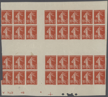 Frankreich - Markenheftchen: 1910, 10c. Semeuse, Imperforate Cross Gutter Block Of 32 Stamps (bookle - Sonstige & Ohne Zuordnung