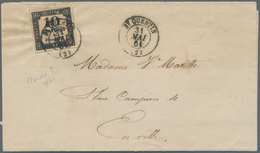 Frankreich - Portomarken: 1860 - 1863, 10 C Black With Full-wide Margins, Cancelled With Double Circ - 1960-.... Covers & Documents