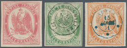 Frankreich - Telegrafenmarken: 1868, Eagle 25 C Unused And 50 C, 1 Fr Used, Signed. (Mi€1.150,-). - Telegraphie Und Telefon