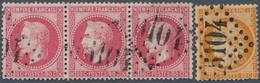 Französische Post In China: 1868/1878, GC "5104" Shanghai, Empire Laure 80c. Rose Horizonal Strip Of - Sonstige & Ohne Zuordnung