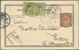 Französische Post In China: 1901, Ppc "Hankow-Russian Bank" Bearing 4c. Brown (slightly Oxidated Col - Sonstige & Ohne Zuordnung