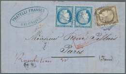 Französische Post In Der Levante: 1873. Envelope Addressed To France Bearing French 'Ceres' Yvert 56 - Autres & Non Classés