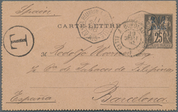 Französische Post In Zanzibar: 1896, Card Letter 2 1/2 Anna On 25 C. With French Shipmarl "REUNION A - Autres & Non Classés